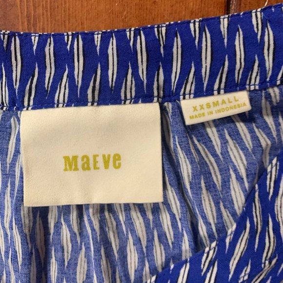 Maeve Lila Blue White Tiered 3/4 Sleeve XX-Small V-Neck Tiered Tunic Top GUC - Picture 4 of 16